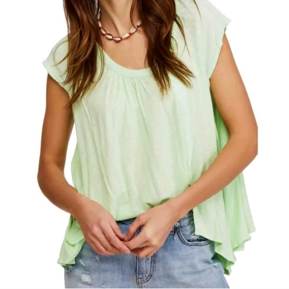 Free People Keep it Casual Linen Blend Oversized T-Shirt - Picture 1 of 9